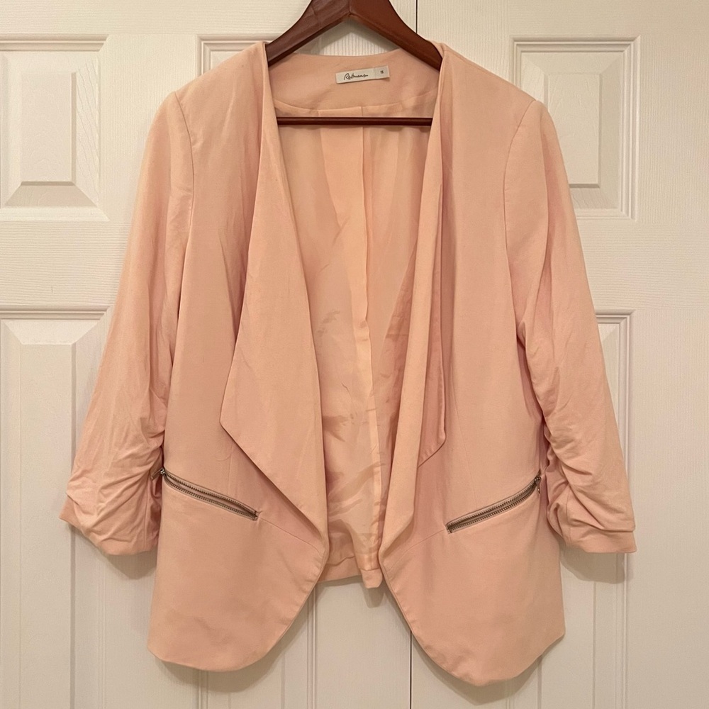 Reitmans Blush Pink Draped Open-Front Blazer